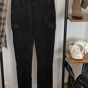 New Black Faux Suede Cargo Pants